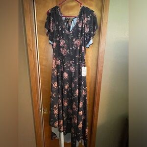 Mia Joy - Joyfolie - Womens Hi-Low black floral dress size large